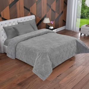 COBERTOR OVEJA JACQUARD MATRIMONIAL BLOCK GRIS