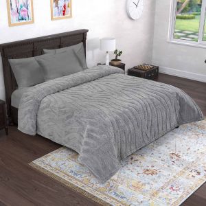 COBERTOR OVEJA JACQUARD MATRIMONIAL CEBRA GRIS