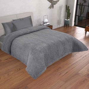 COBERTOR OVEJA JACQUARD MATRIMONIAL SUETER GRIS