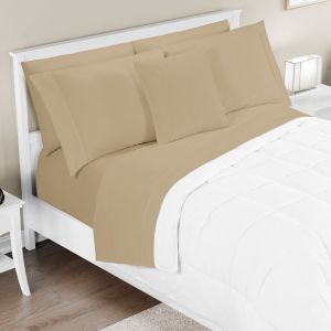 SET SABANAS KING SIZE LISO BEIGE