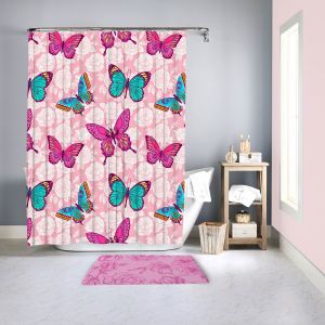 CORTINA DE BAÑO PINK MARIPOSAS