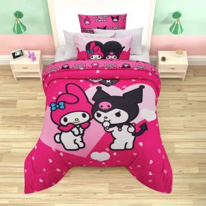 SET DE EDREDON MICROFIBRA MATRIMONIAL KUROMI Y MY MELODY