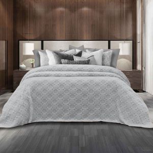 COBERTOR OVEJA JACQUARD MATRIMONIAL CIRCULOS GRIS