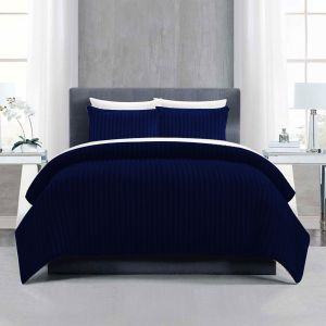 COBERTOR JACQUARD MATRIMONIAL SUPER RAYAS AZUL MARINO