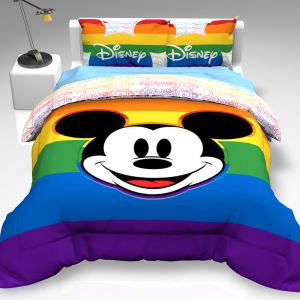 SET DE EDREDON MICROFIBRA MATRIMONIAL MICKEY RAINBOW