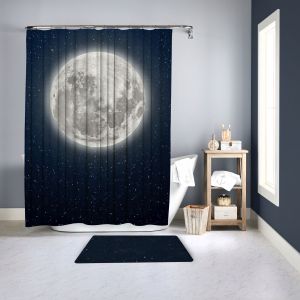 CORTINA DE BAÑO DECORATIVA  LUNA LLENA