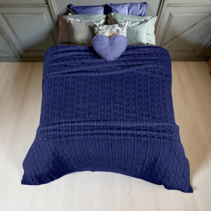 COBERTOR OVEJA JACQUARD KING SIZE  MARGARITA AZUL MARINO