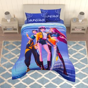 SET DE EDREDON MICROFIBRA MATRIMONIAL GUERRERAS K-POP DESAFIO