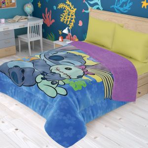 EDREDON SERENITY JUMBO STITCH ALOHA AZUL CIELO