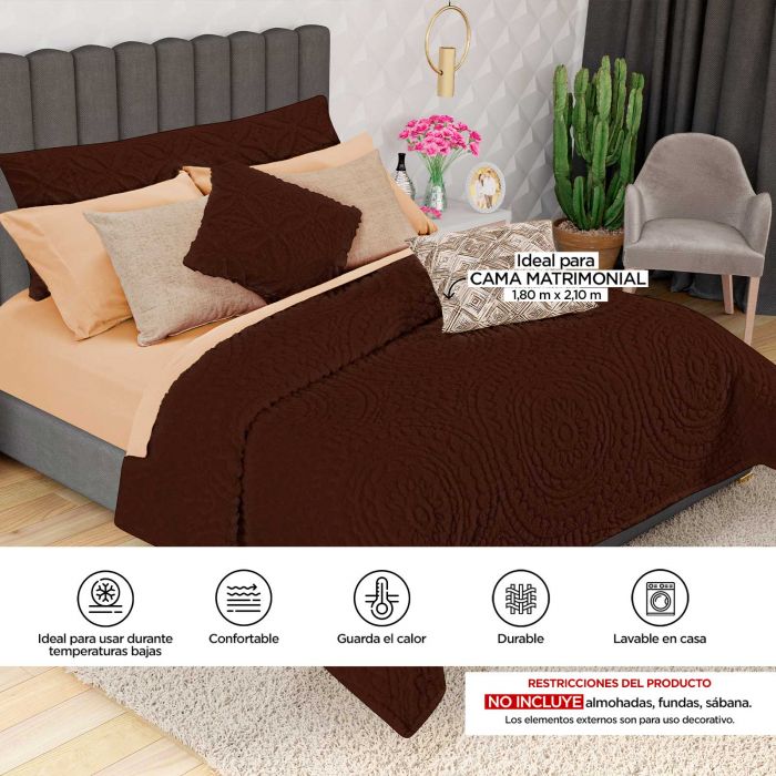 Cobertor Plush Blanket Providencia Matrimonial/Queen Chocolate a precio de  socio